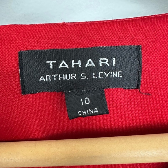 TAHARI Fold Over Neck Sheath Dress Sz 10 - Picture 9 of 10